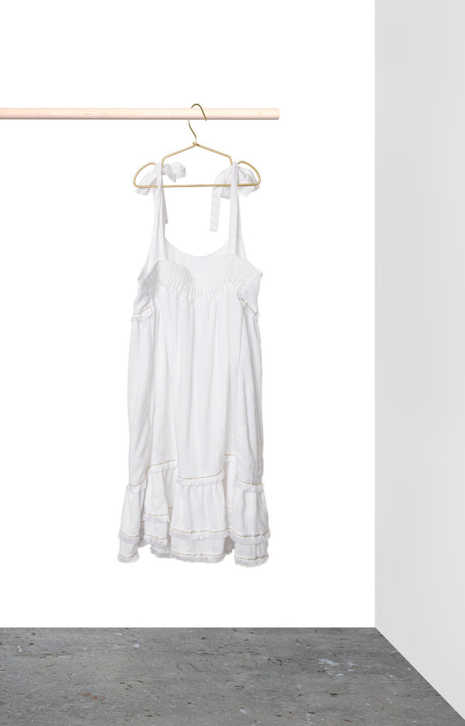 Clare Dress - White with white trim