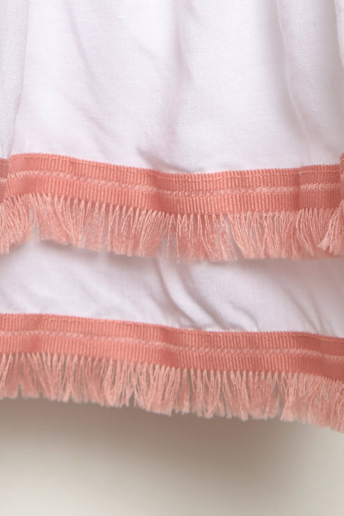 Sophia Dress - White with blush trim