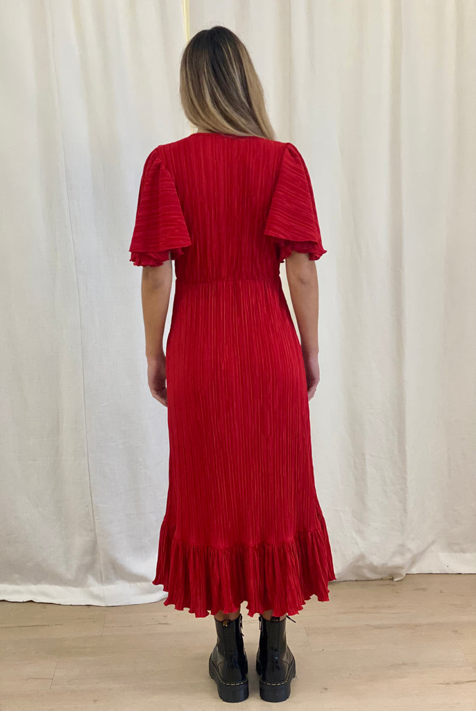 Vida Dress - Red Pleats