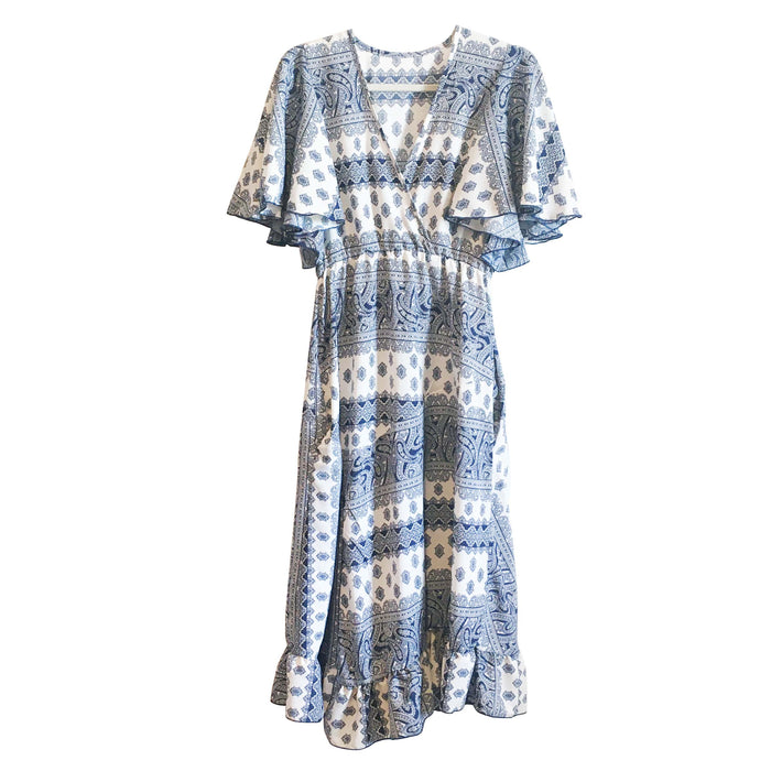 Vida Dress - Blue and White Pattern