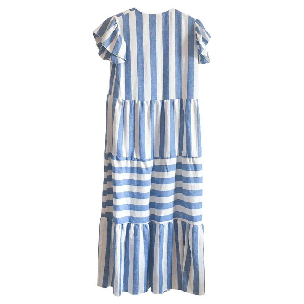 Isabella Dress - Ocean Blue and White Stripe