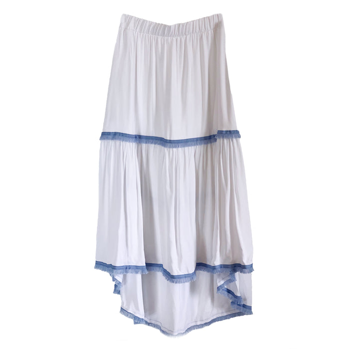 Sophia Skirt - White with Blue Trim