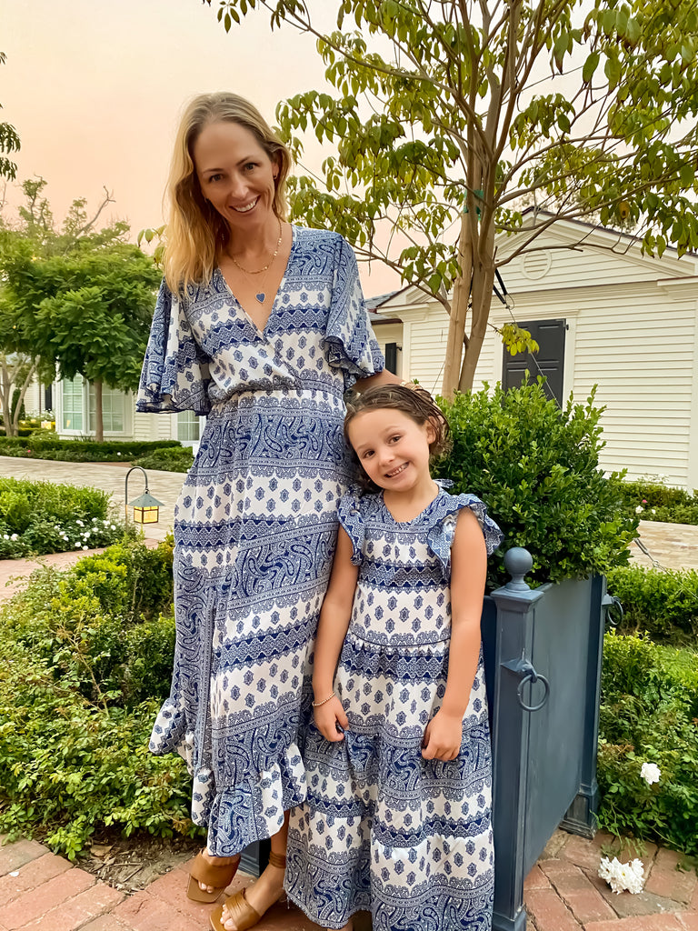 Vida Dress - Blue and White Pattern