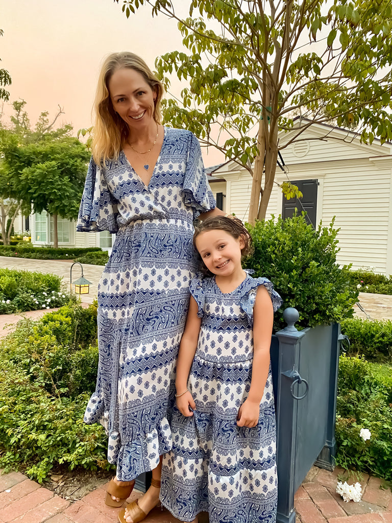 Isabella Dress - Blue and White Print
