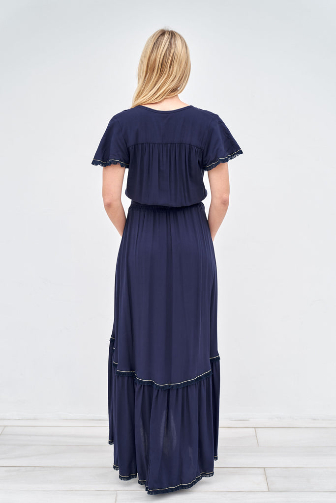 Sophia Dress - Navy with Navy Trim