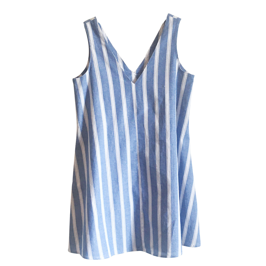 Ana Dress - Ocean Blue and White Stripe