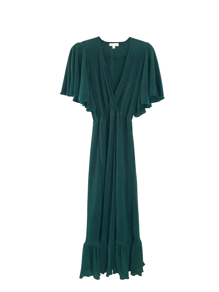 Vida Dress - Emerald  Pleats