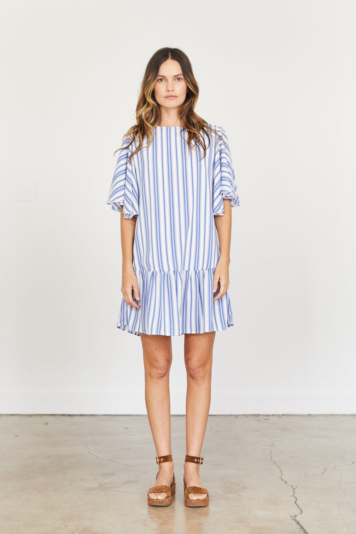 Gabrielle Dress - Blue and White Stripe