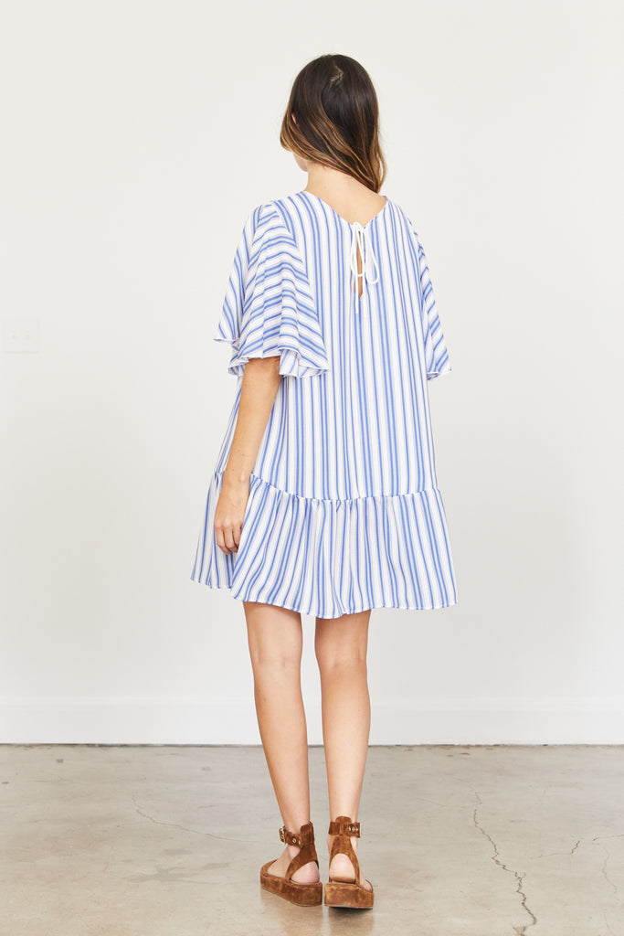 Gabrielle Dress - Blue and White Stripe