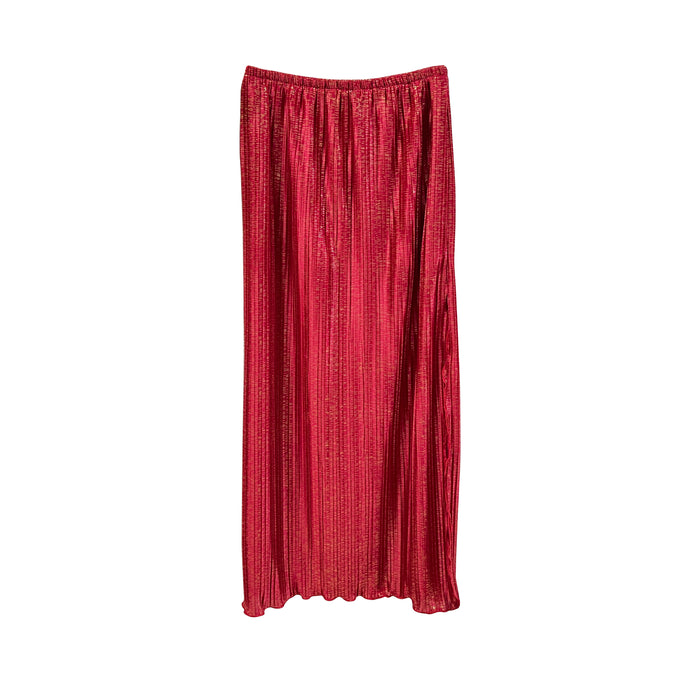 Gigi Skirt - Red with Gold Pleats
