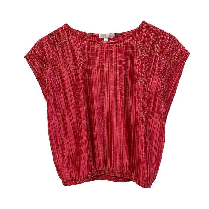 Maya Top -  Red with Gold Pleats