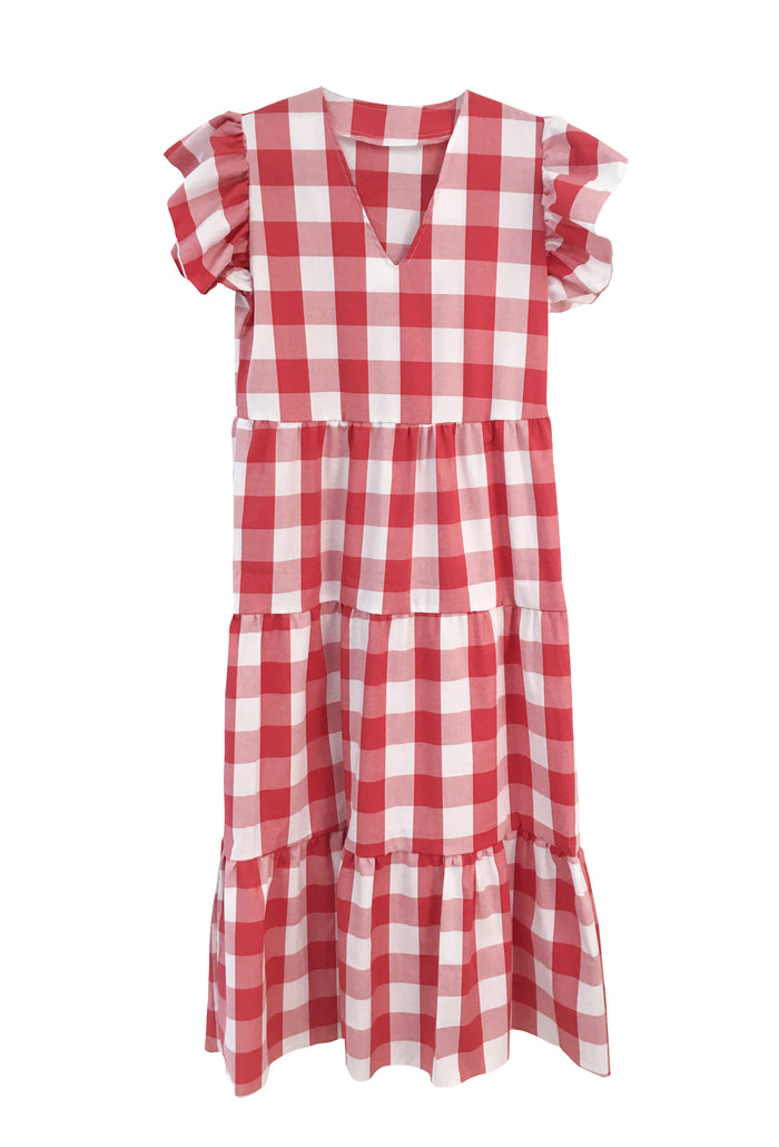 Isabella Dress - Red and White Gingham