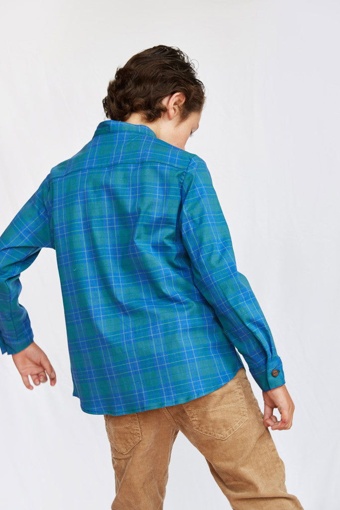 Jay Long Sleeve Shirt - Blue and Green Plaid