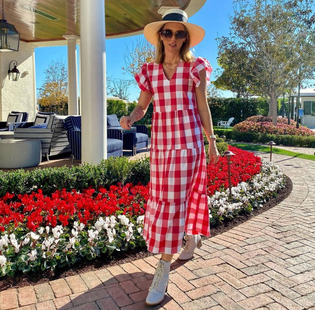 Isabella Dress - Red and White Gingham